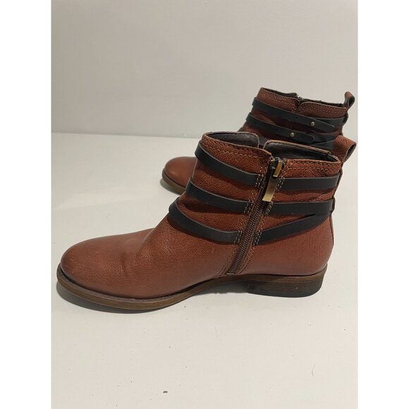 Franco Sarto Womens Brown Ankle Boots With Black Strap & Gold Zipper Size 6M - Picture 15 of 16